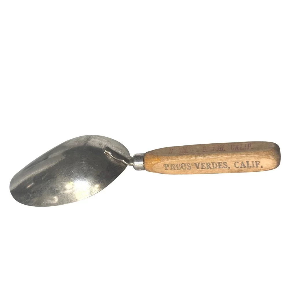 Vintage A&S 1/4‎ Cup Aluminum Scoop Wood Handle Advertising Palos Verdes CA